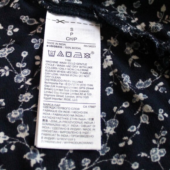 Gap Navy Blue Floral Blouse, Small - Picture 9 of 11
